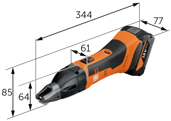 Аккумуляторные шлицевые ножницы FEIN ABSS 18 1.6 E AS SET