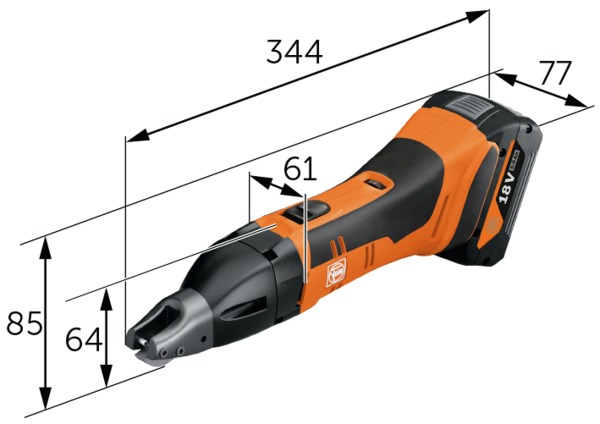 Аккумуляторные шлицевые ножницы FEIN ABSS 18 1.6 E AS SET 2X 5 AH